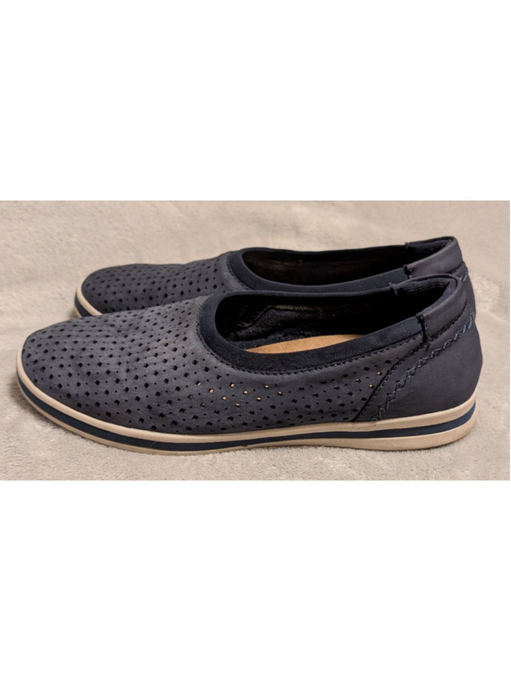 Earth Origins Women's Perforated Slip-On Flats, Blue and Beige US Size 8 CC08 - Picture 3 of 8